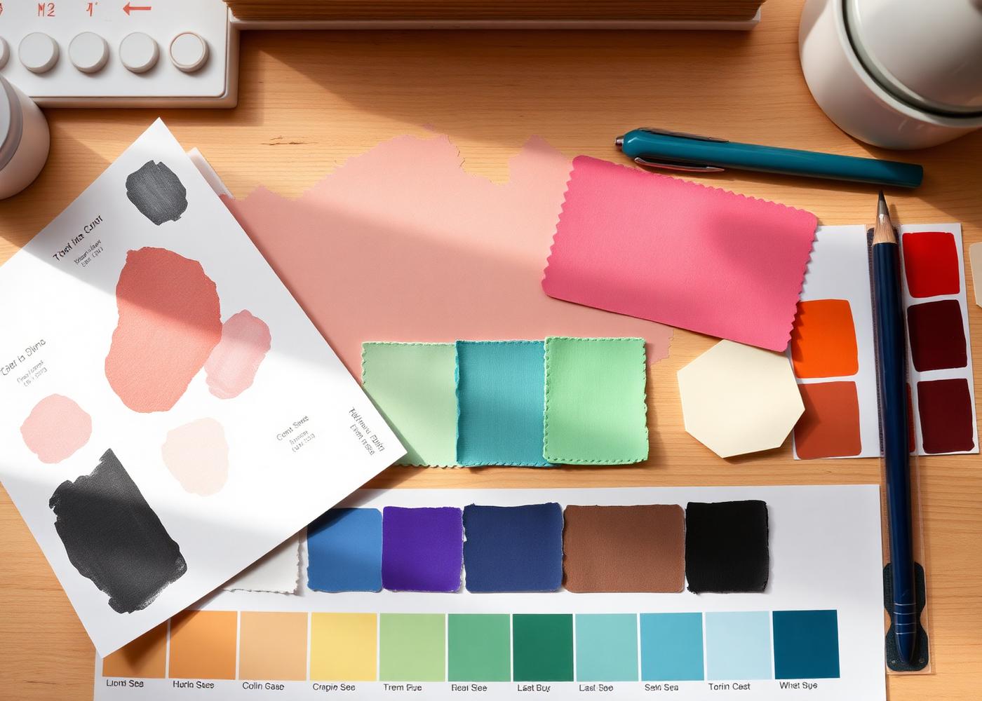 Color swatches on a studio desk
